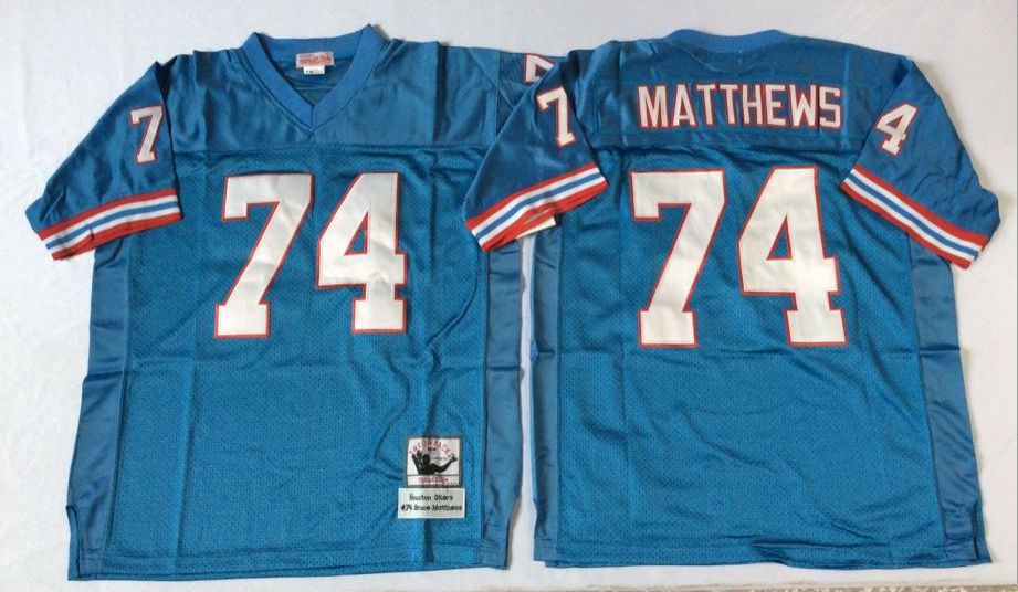 Men NFL Tennessee Oilers 74 Matthews blue Mitchell Ness jerseys